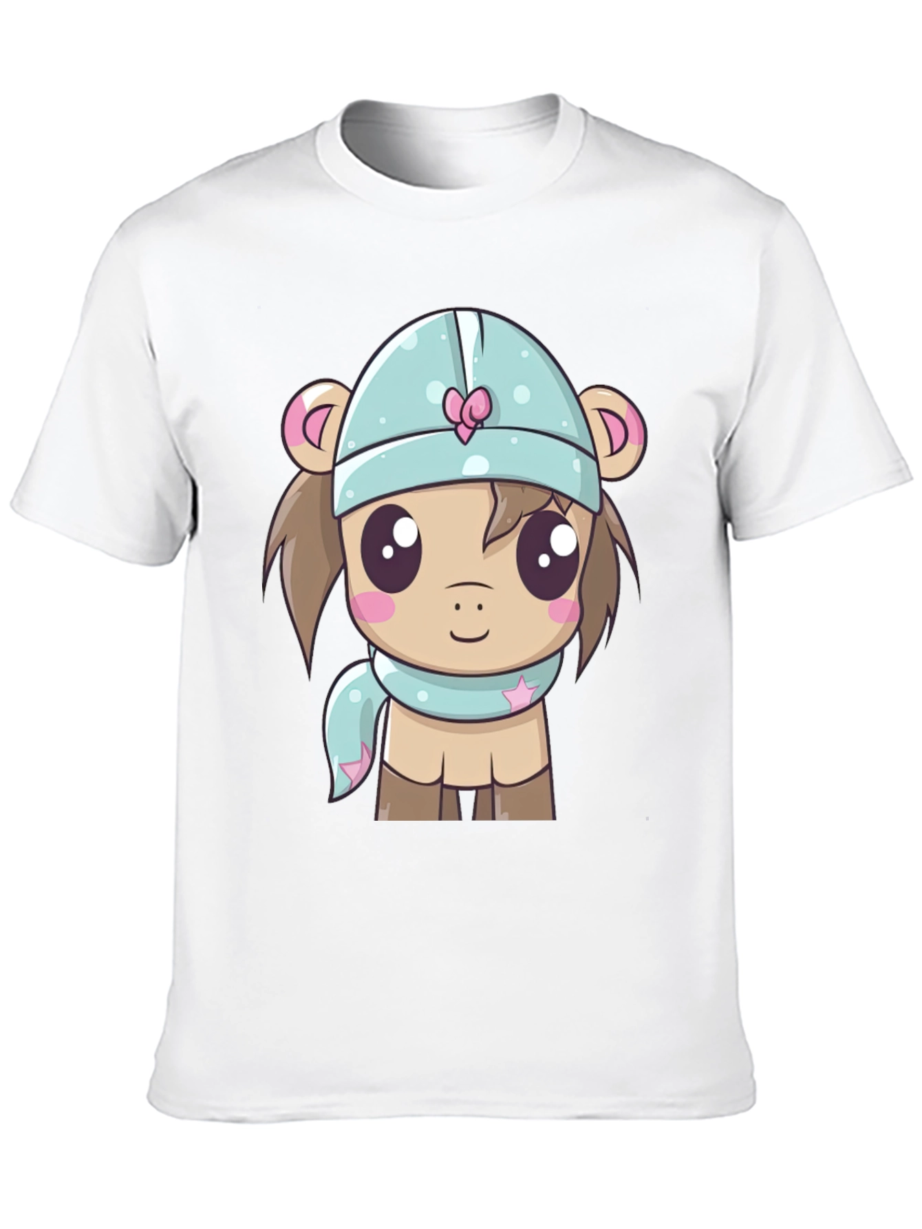 Cute Cartoon Animal Black T-Shirt