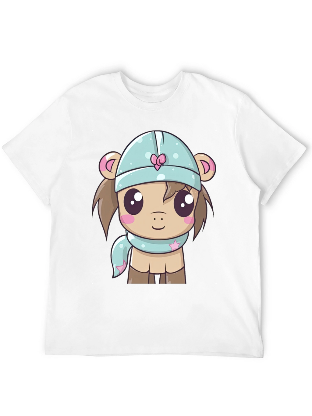 Cute Cartoon Animal Black T-Shirt