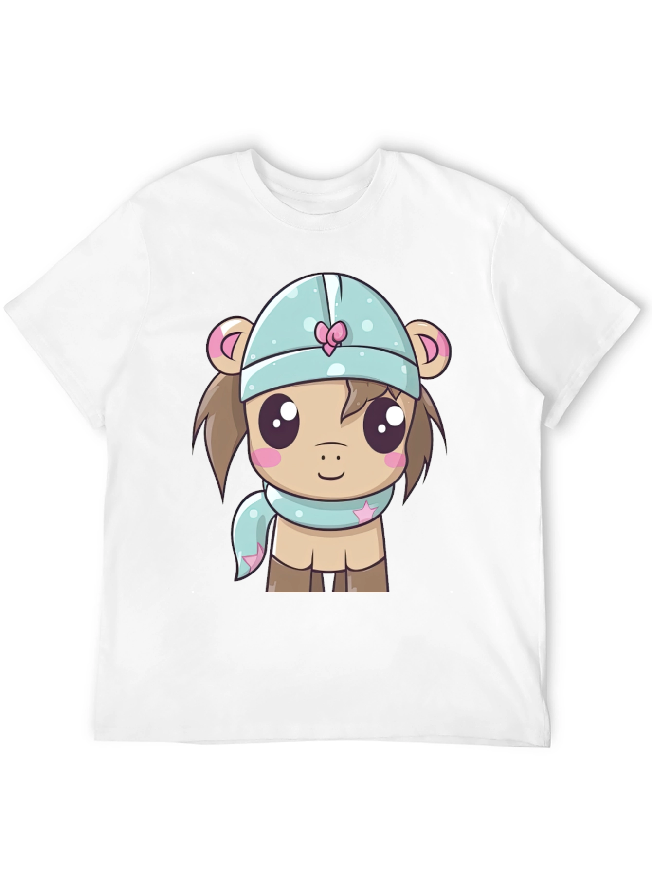 Cute Cartoon Animal Black T-Shirt