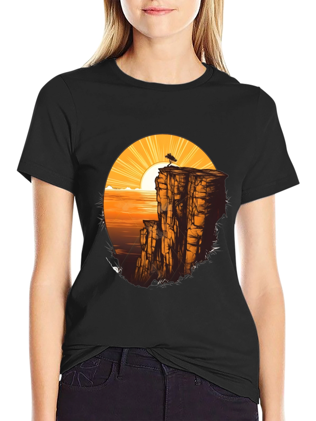 Cliff & Sunset Graphic Tee - Black