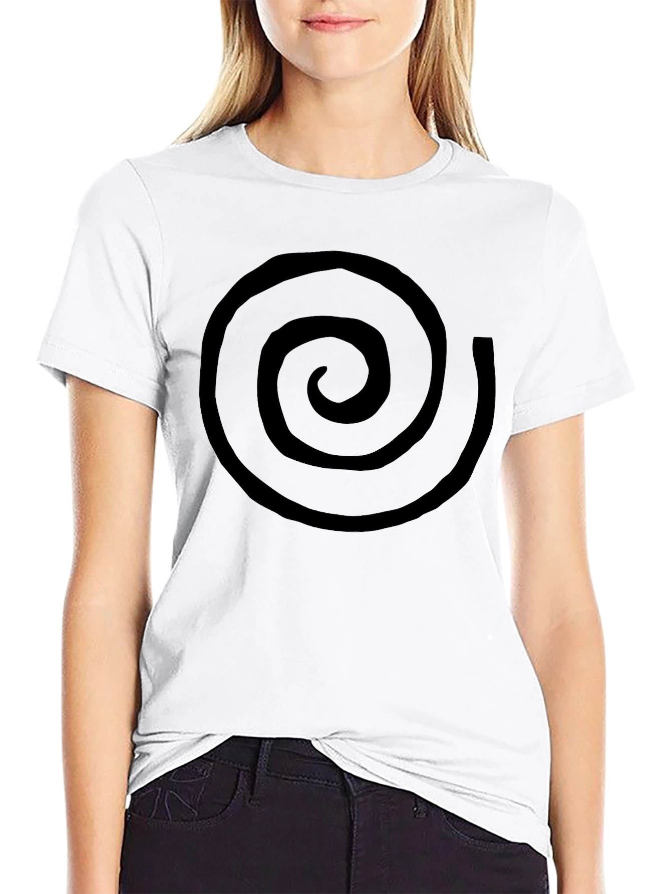 Black Spiral Graphic Tee - Casual Cotton T-Shirt