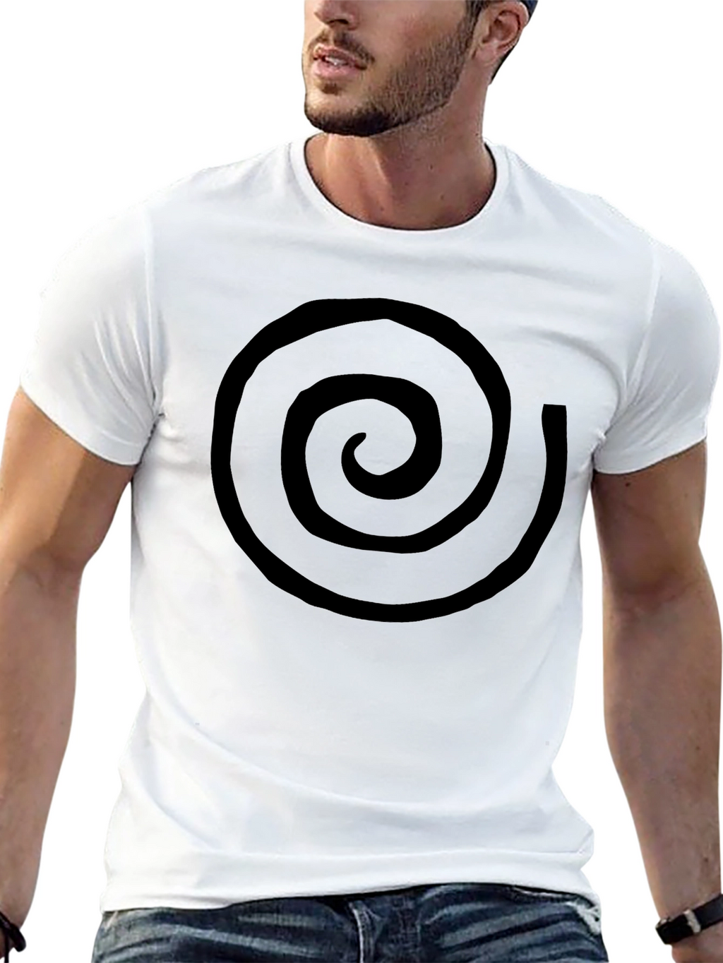 Black Spiral Graphic Tee - Casual Cotton T-Shirt