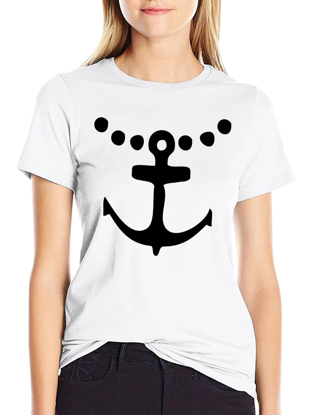 Anchor & Dots Black T-Shirt - Nautical Style