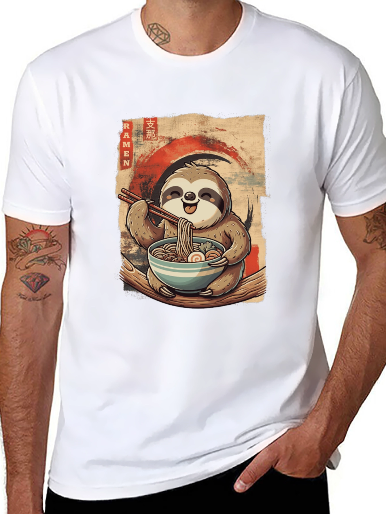 Sloth Ramen T-Shirt - Cute Anime Style