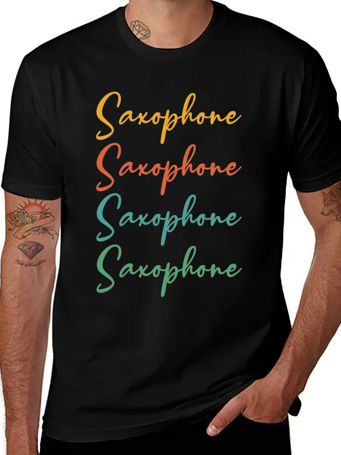 Saxophone Graphic Tee - Retro Musical Instrument T-Shirt
