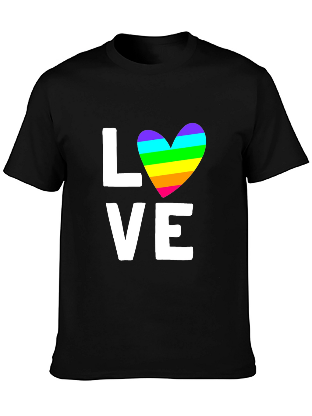 Love Rainbow Heart Graphic Tee - Black