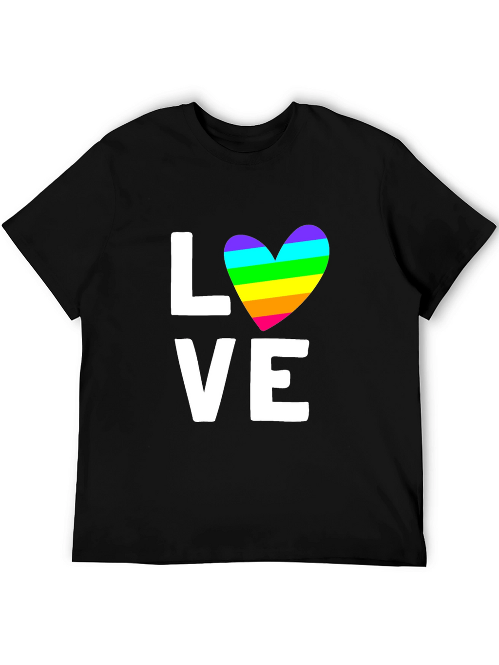 Love Rainbow Heart Graphic Tee - Black
