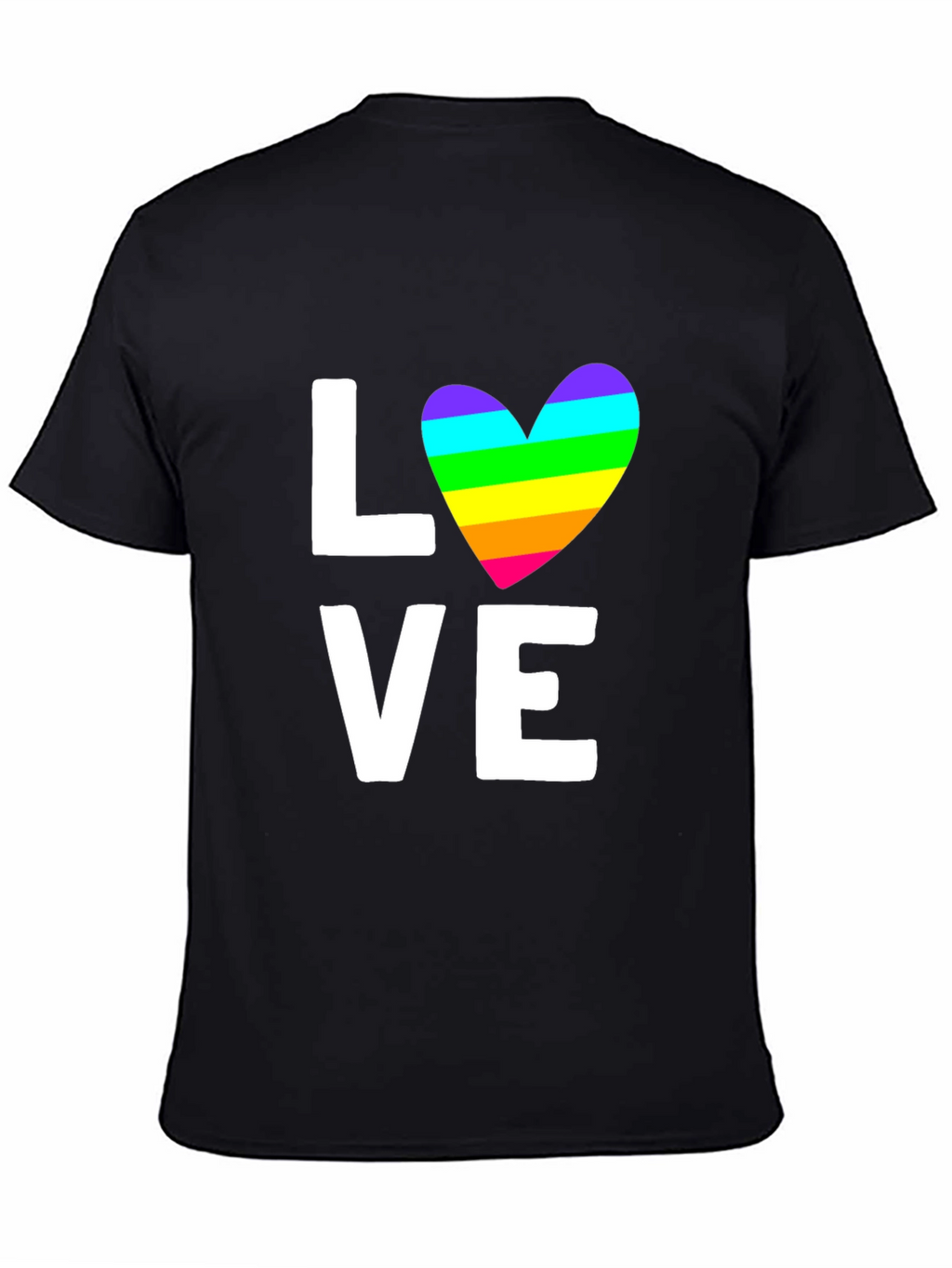Love Rainbow Heart Graphic Tee - Black