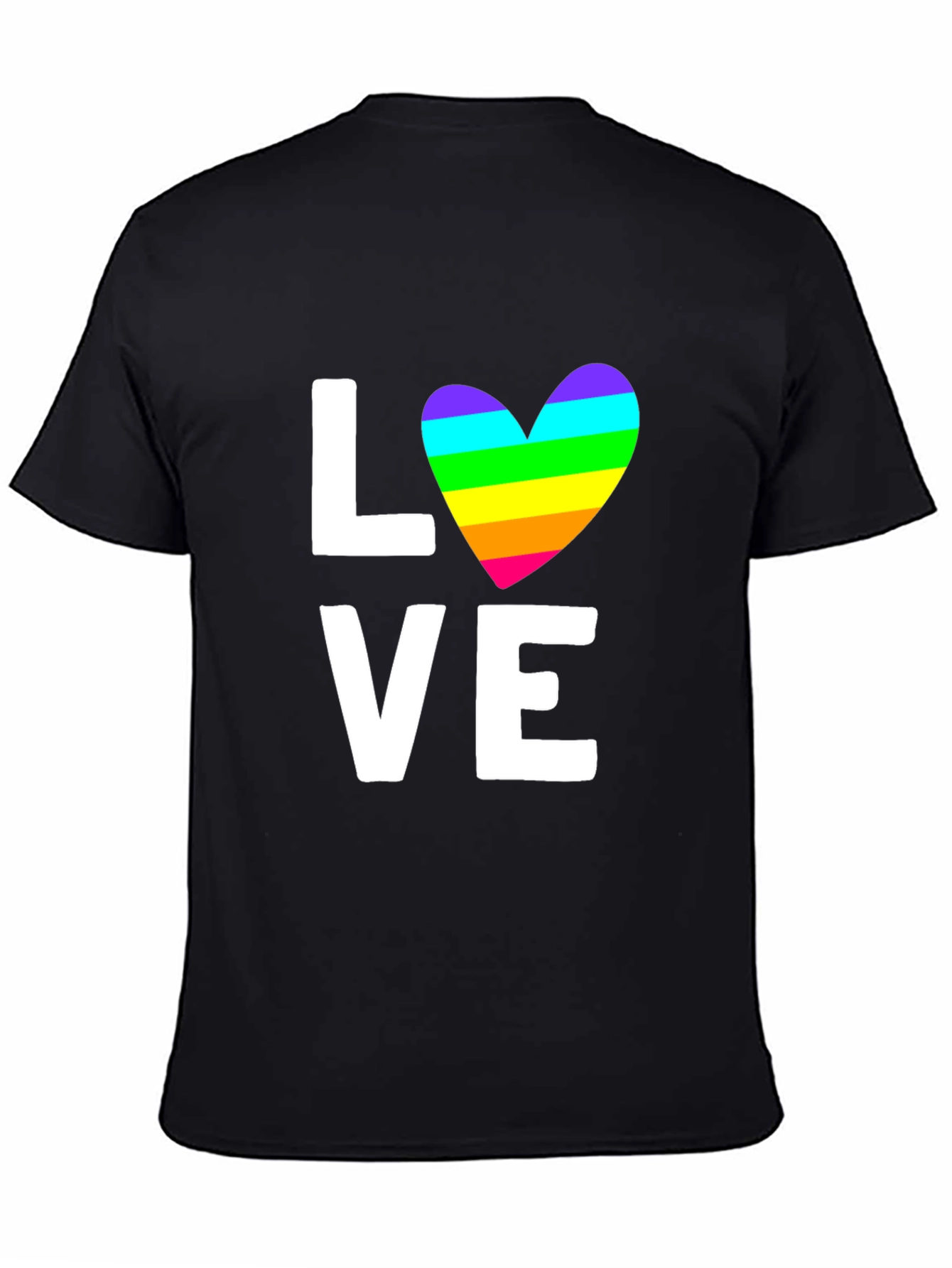 Love Rainbow Heart Graphic Tee - Black