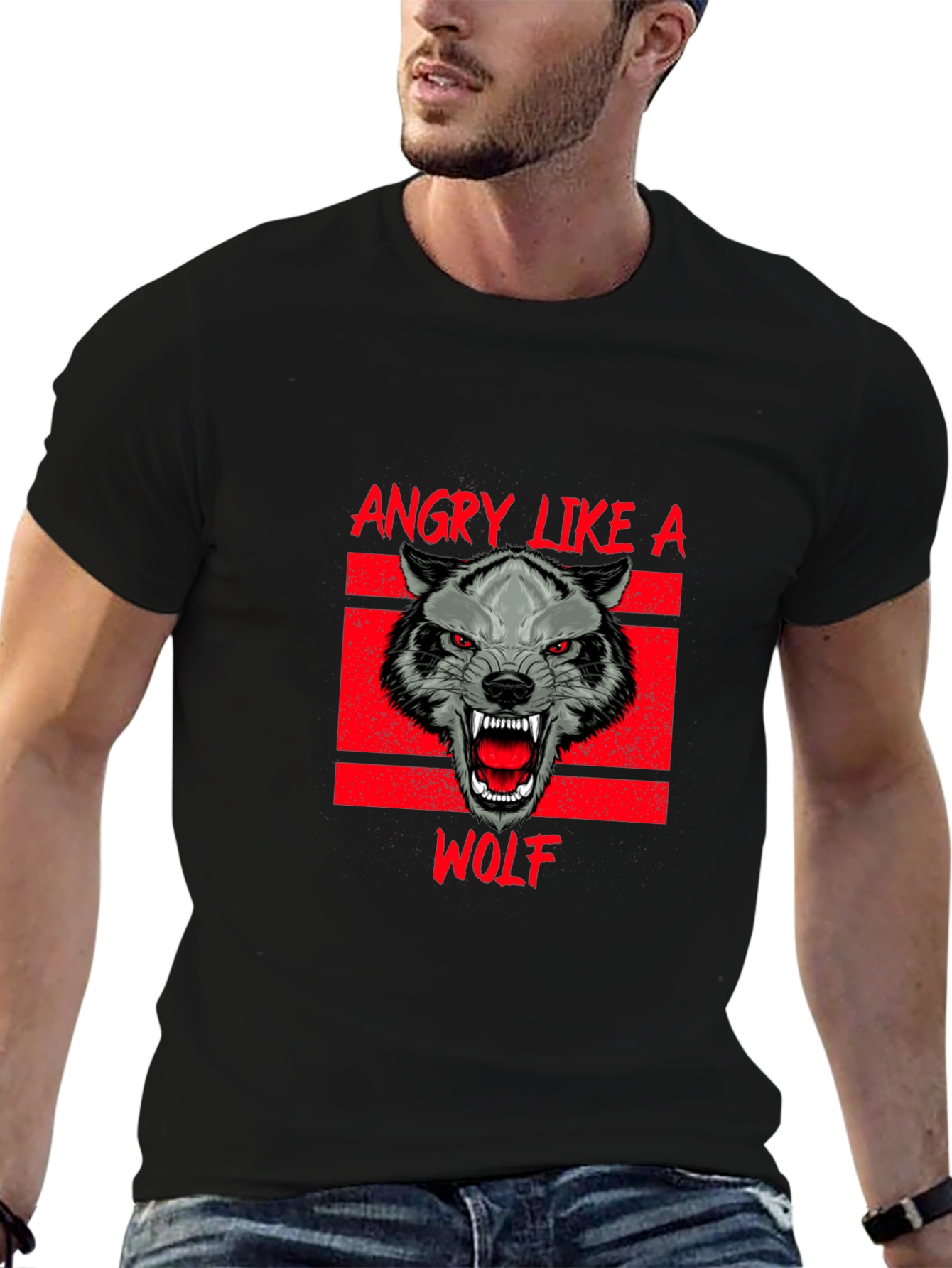 Angry Like a Wolf Black T-Shirt