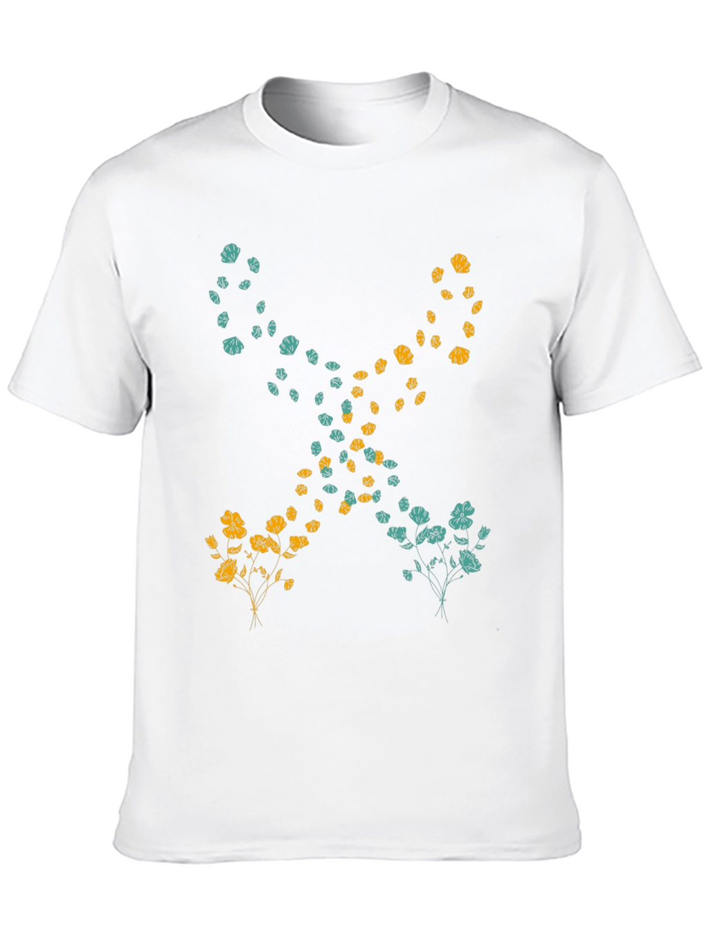 Floral Pattern Black Casual T-Shirt