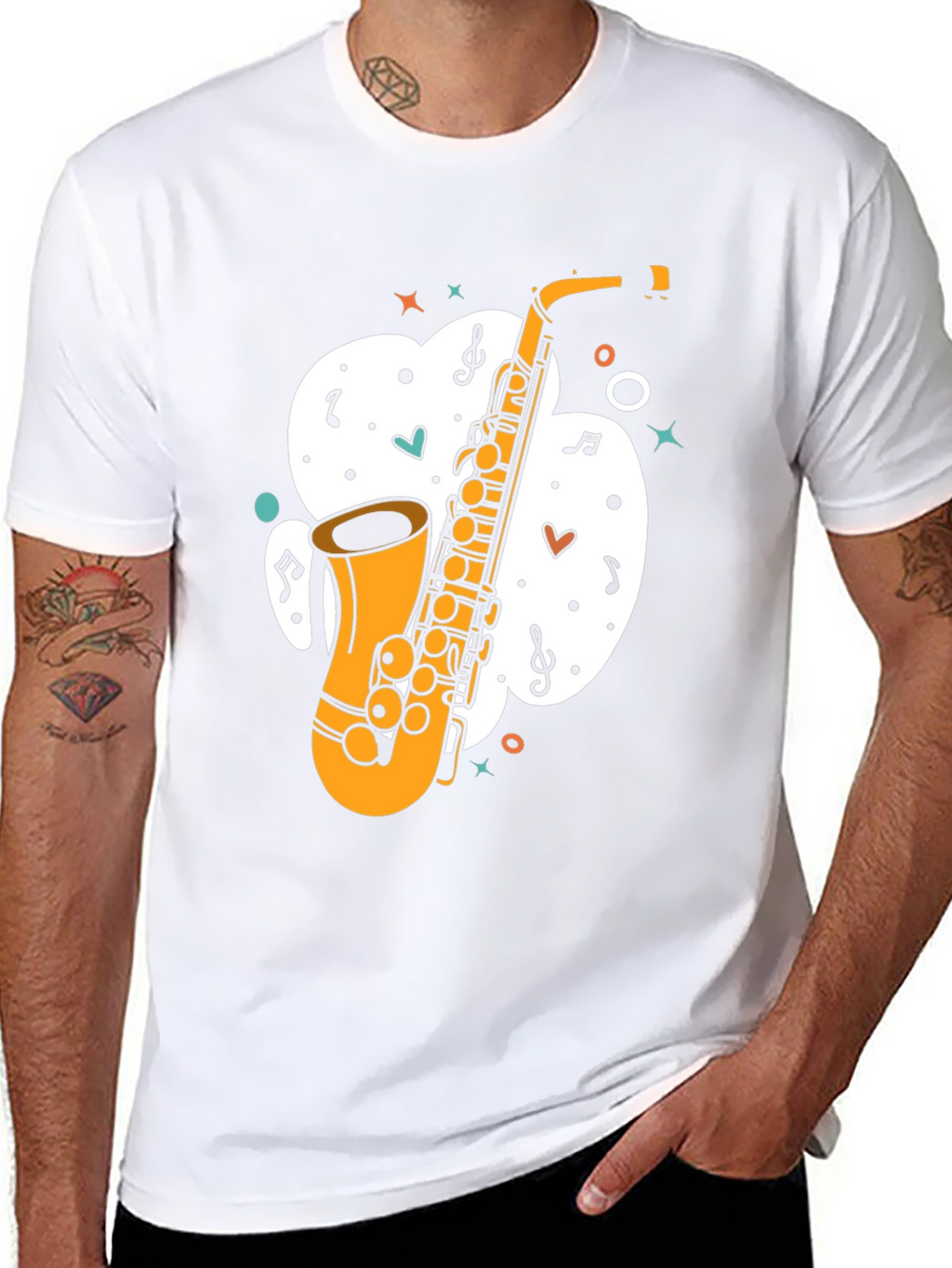 Saxophone Graphic Tee - Musical Instrument T-Shirt