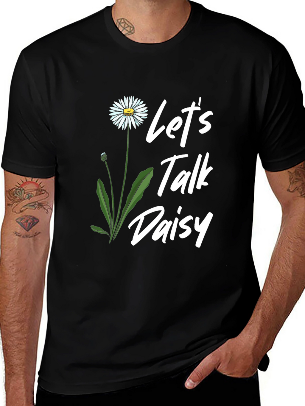 Lets Talk Daisy Black T-Shirt
