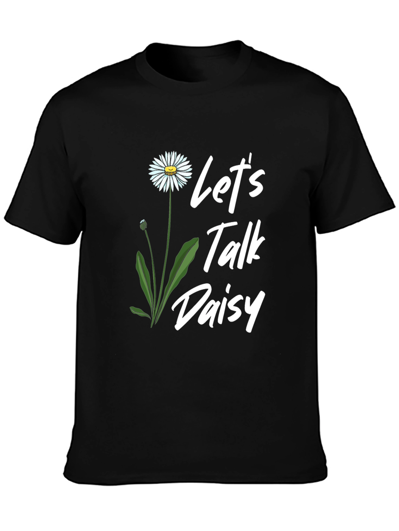 Lets Talk Daisy Black T-Shirt