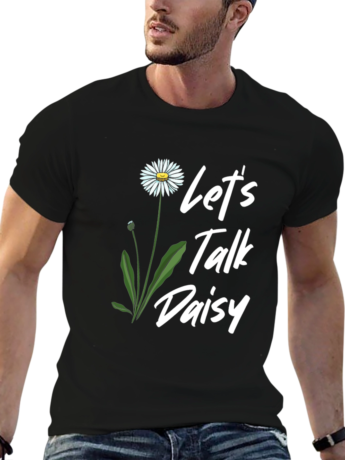 Lets Talk Daisy Black T-Shirt