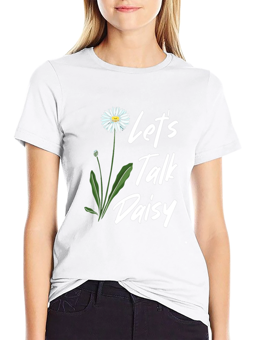 Lets Talk Daisy Black T-Shirt