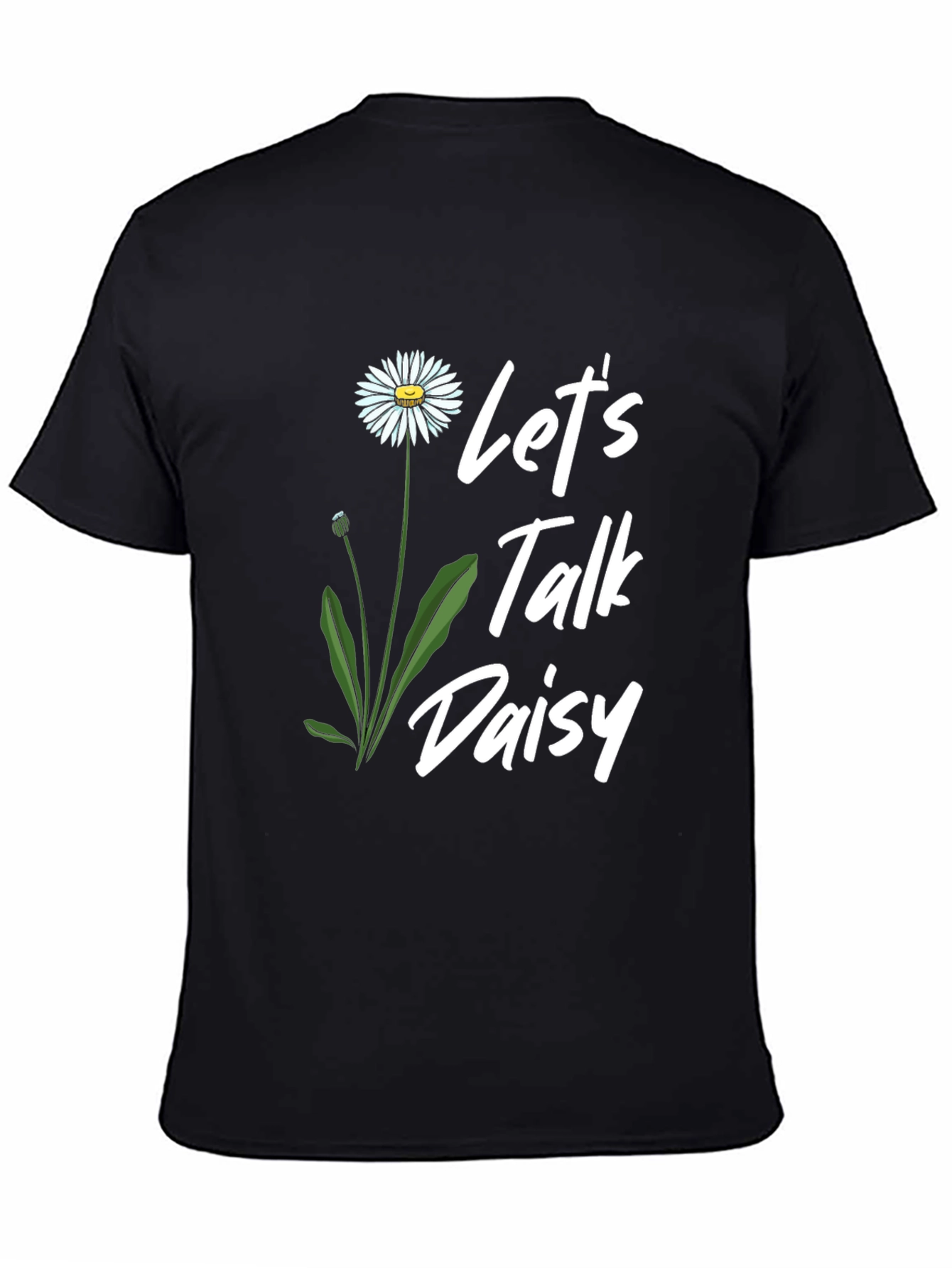 Lets Talk Daisy Black T-Shirt