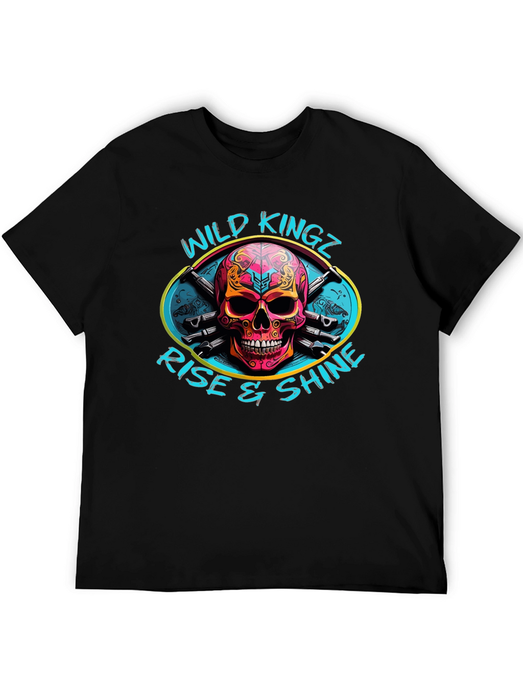 Wild Kingz Skull Graphic Black T-Shirt