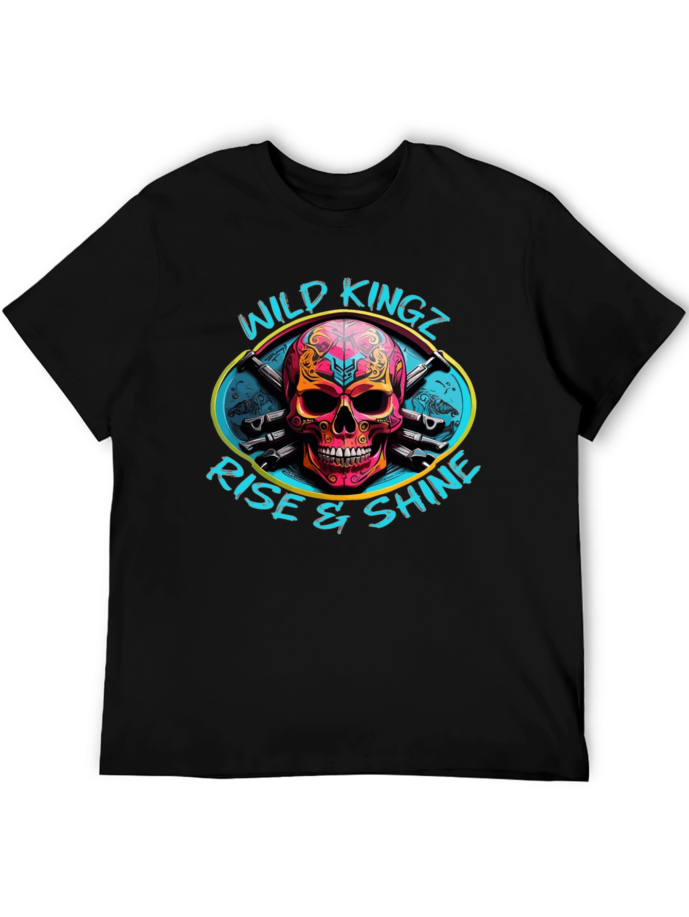 Wild Kingz Skull Graphic Black T-Shirt