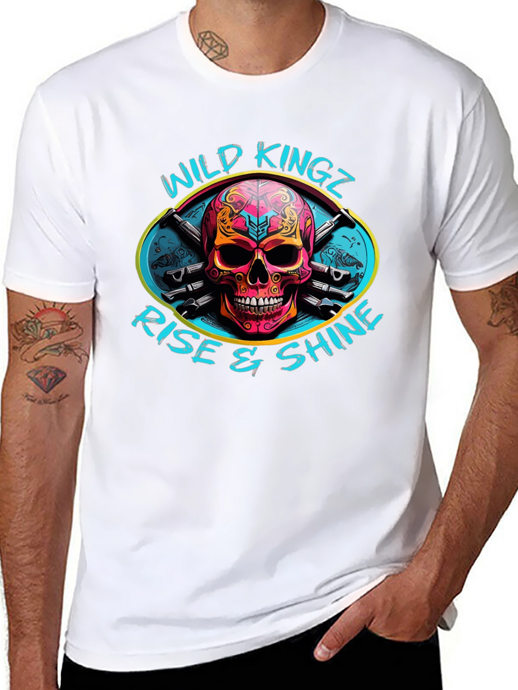 Wild Kingz Skull Graphic Black T-Shirt