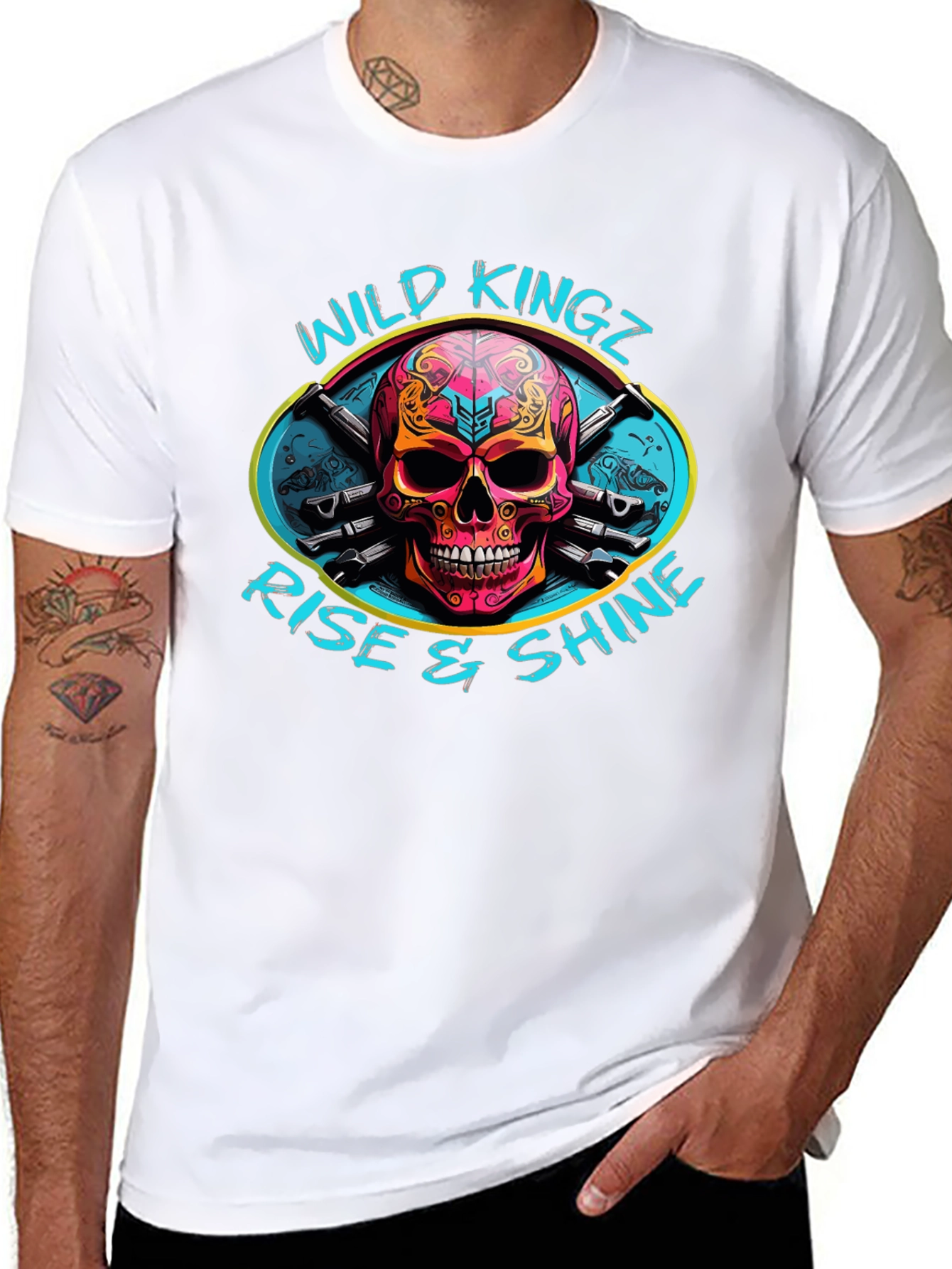 Wild Kingz Skull Graphic Black T-Shirt