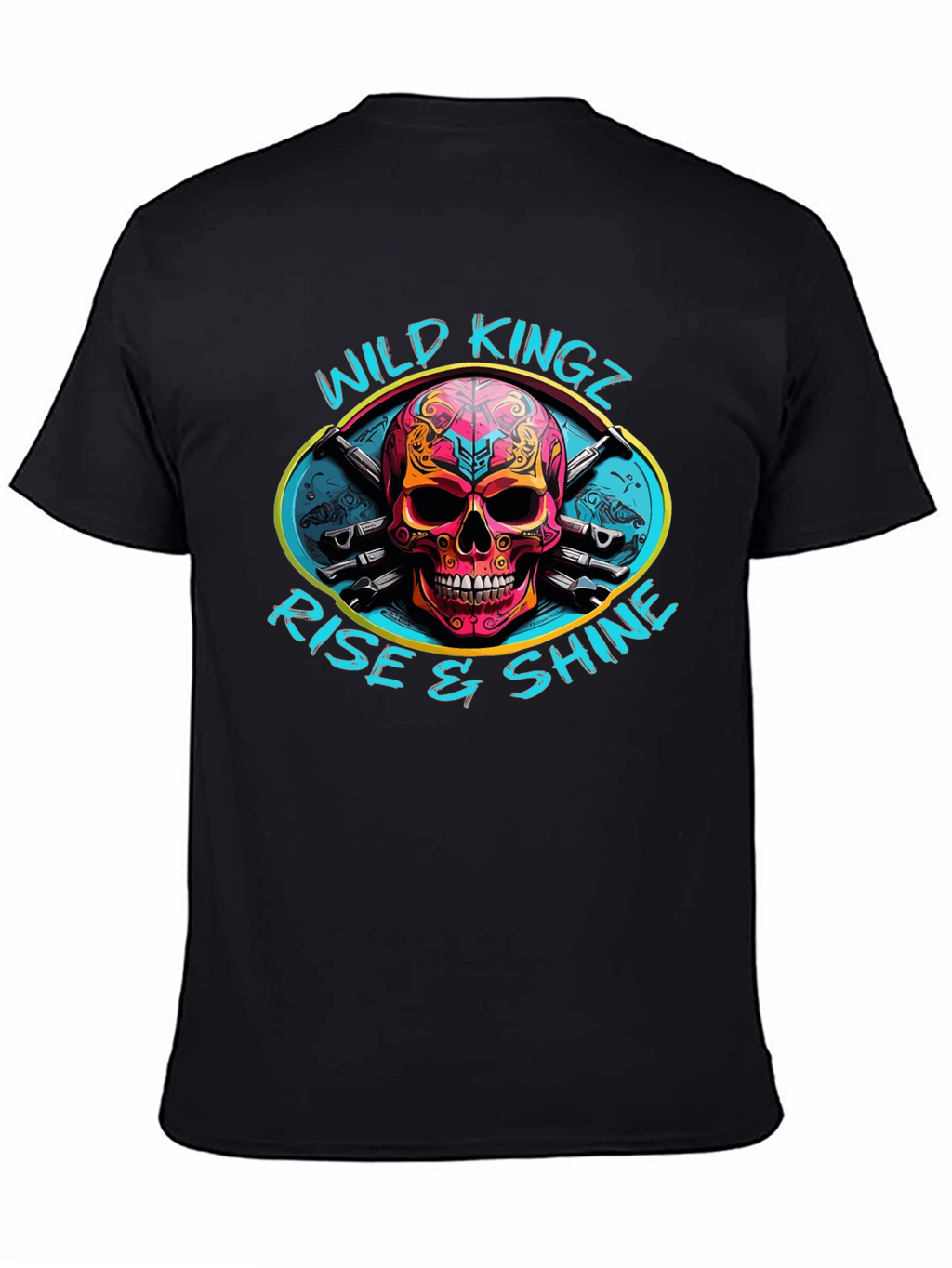 Wild Kingz Skull Graphic Black T-Shirt
