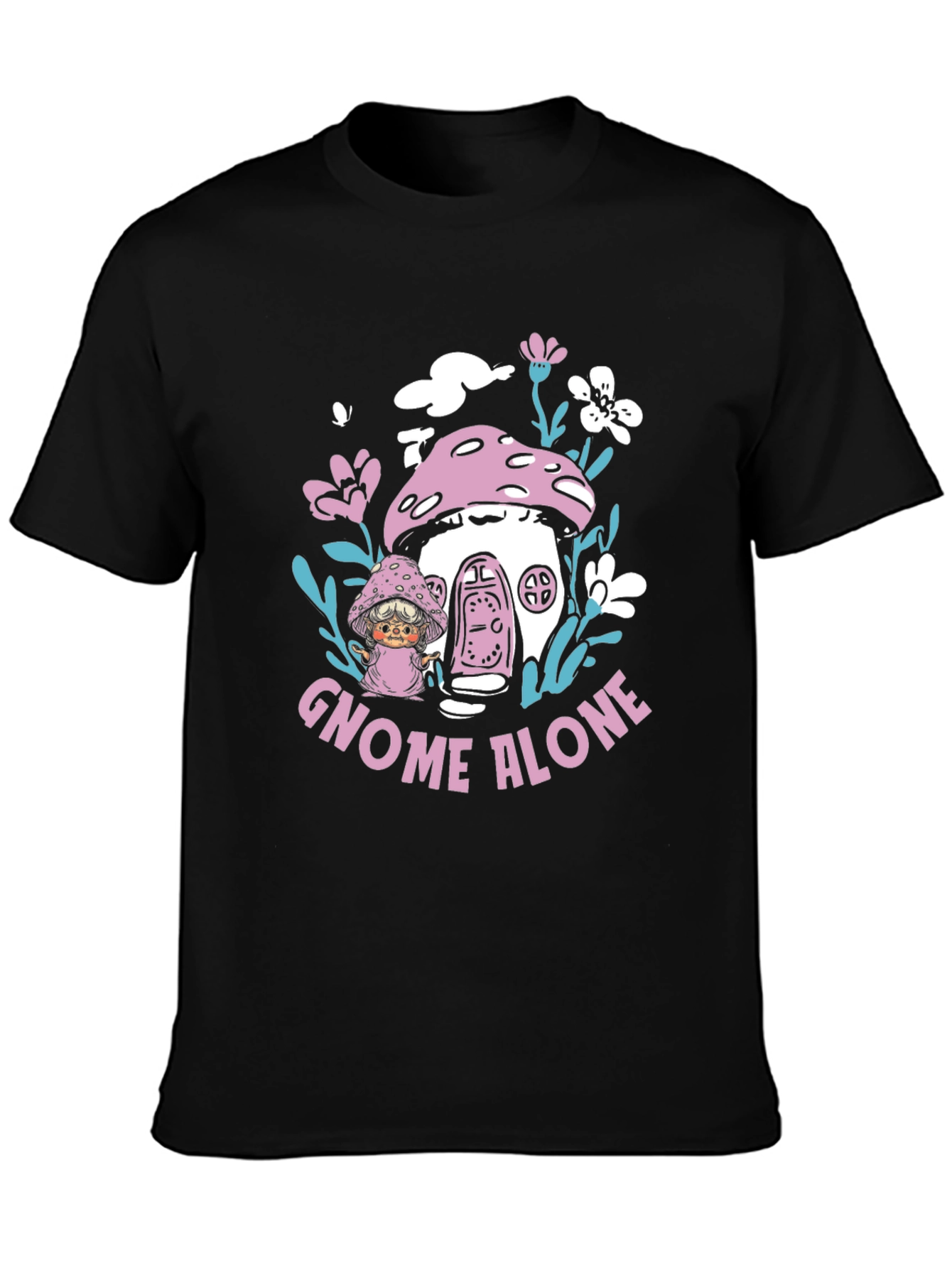 Gnome Alone Graphic Tee - Mushroom House