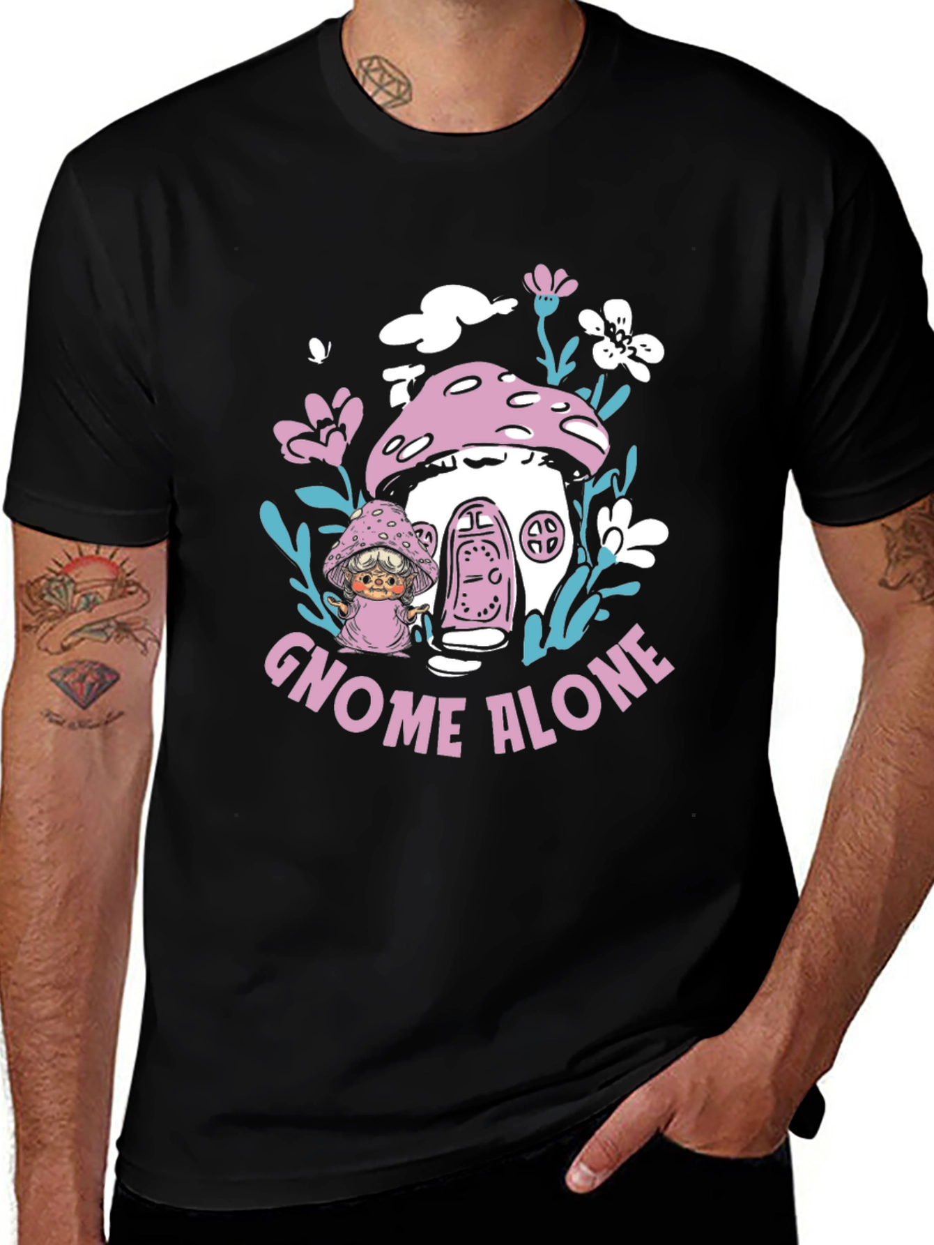 Gnome Alone Graphic Tee - Mushroom House