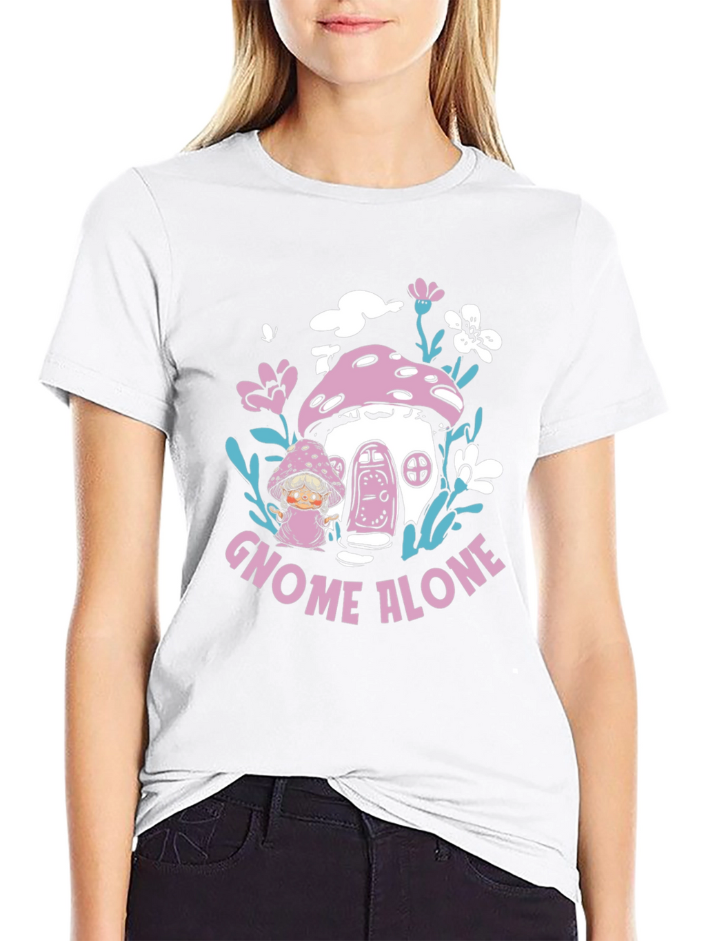 Gnome Alone Graphic Tee - Mushroom House