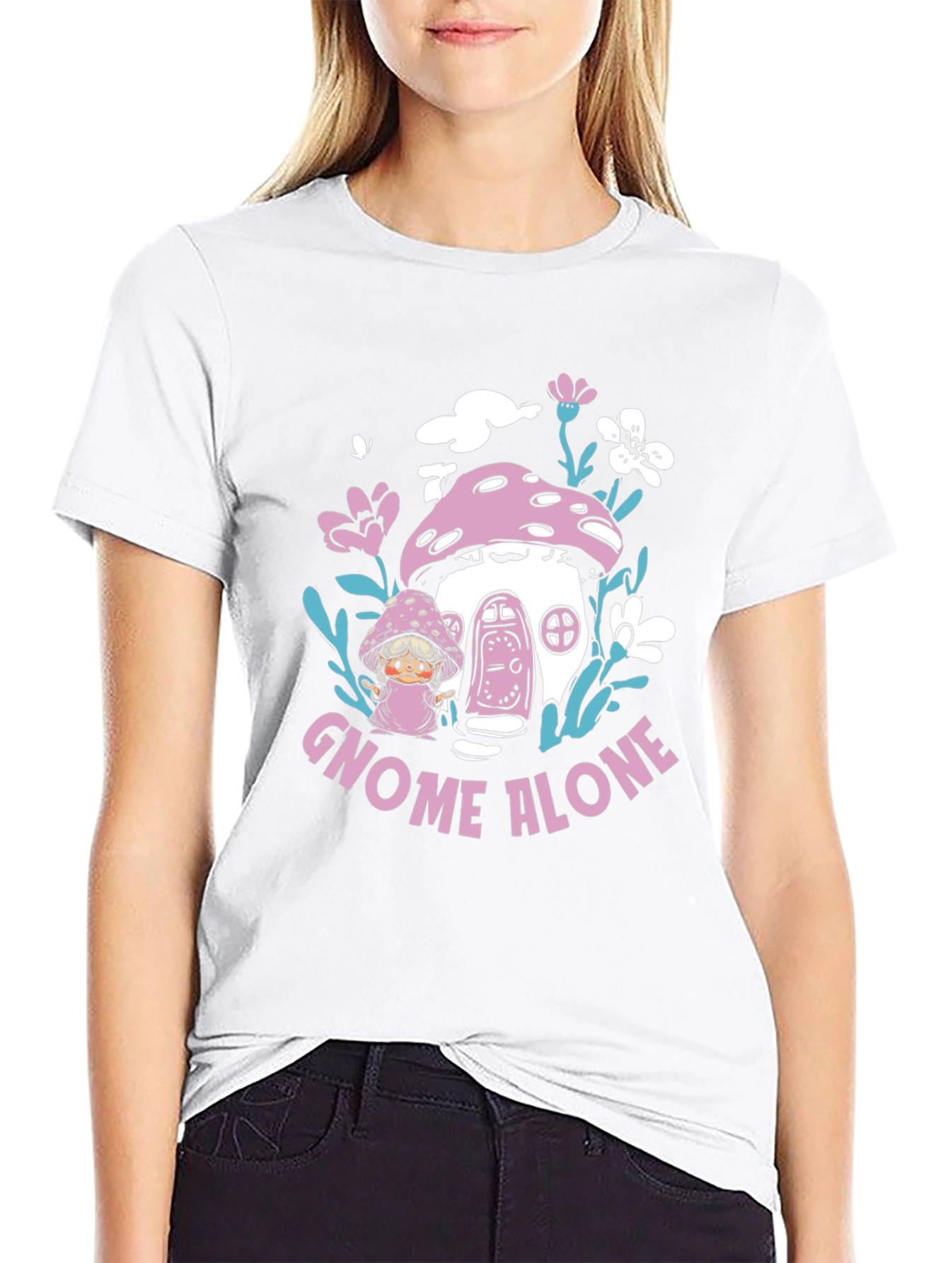 Gnome Alone Graphic Tee - Mushroom House