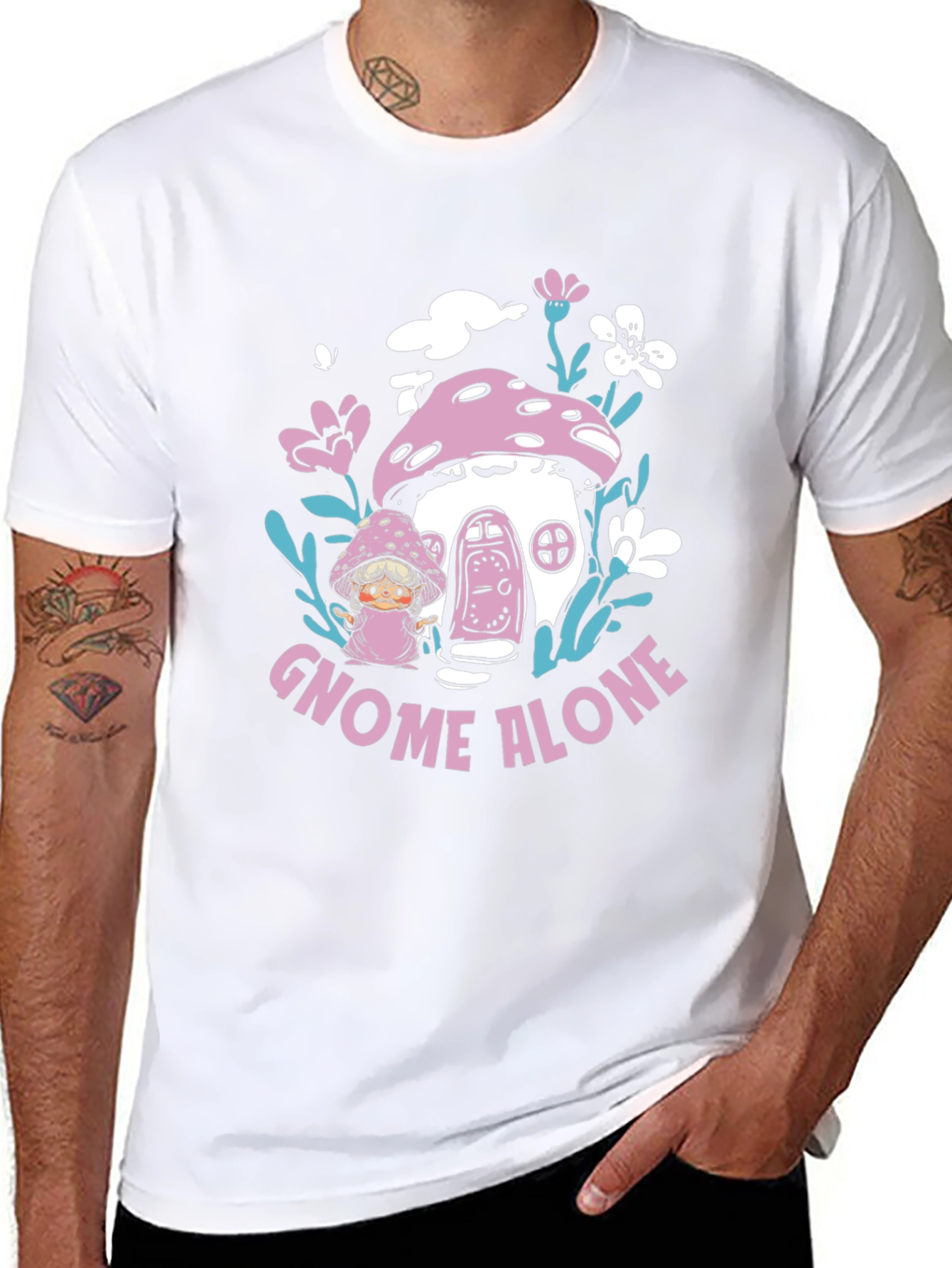 Gnome Alone Graphic Tee - Mushroom House