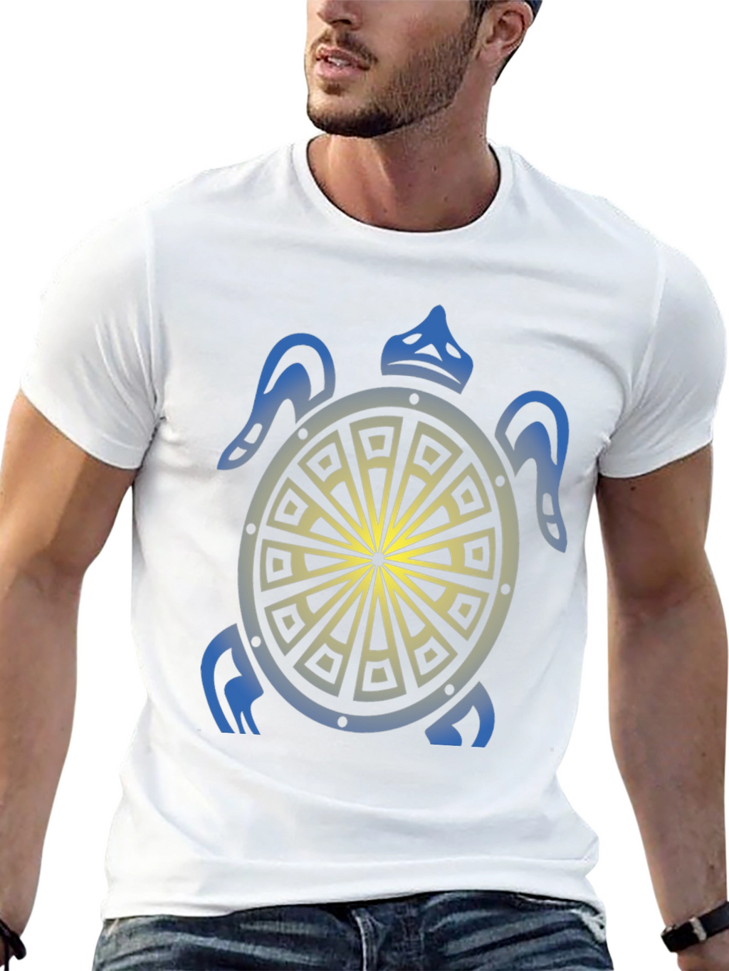 Turtle Graphic Tee - Black Tribal Design Shirt