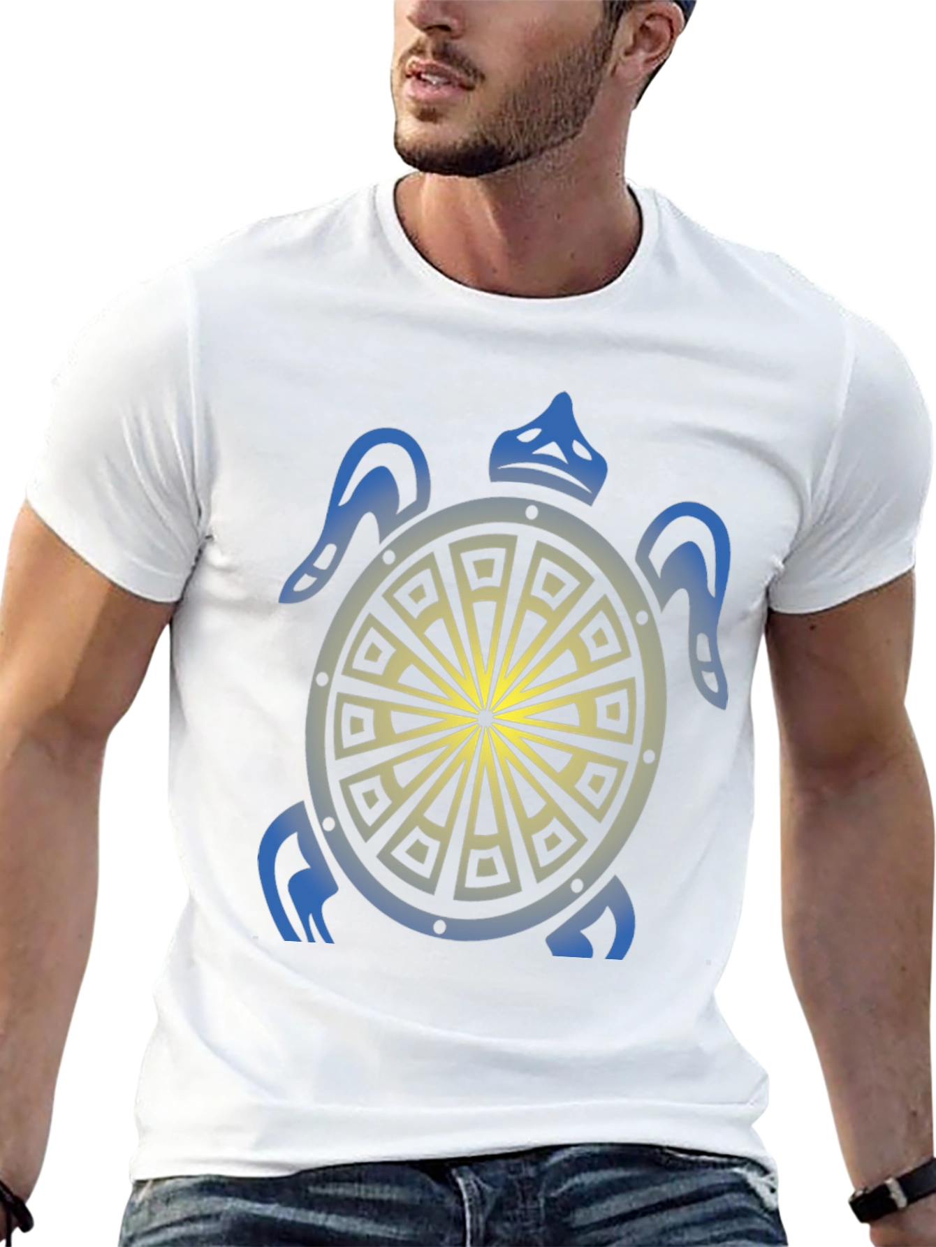 Turtle Graphic Tee - Black Tribal Design Shirt