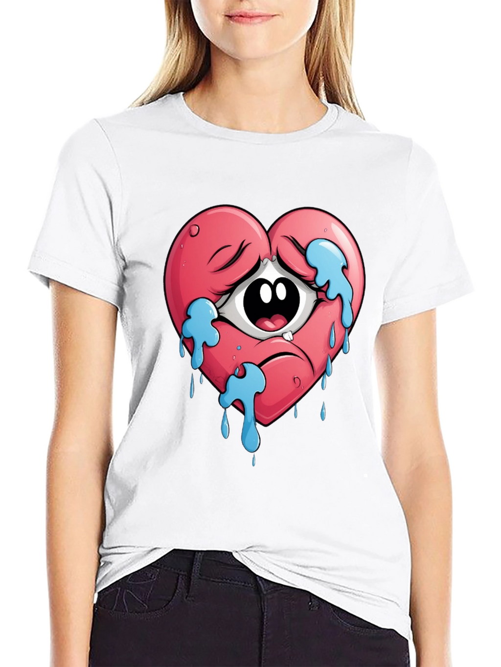 Sad Heart Crying Eye Graphic Tee - Unisex