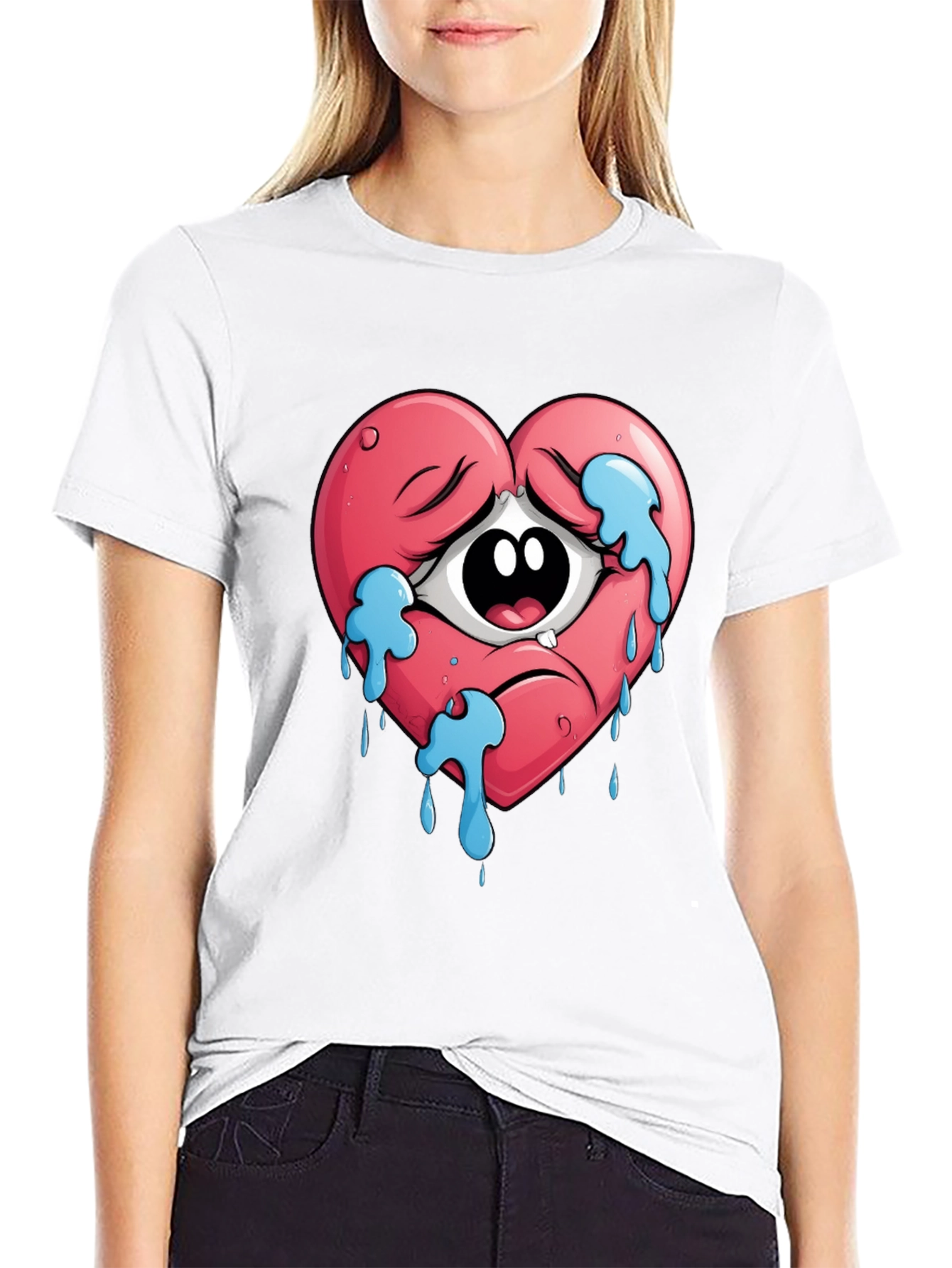 Sad Heart Crying Eye Graphic Tee - Unisex