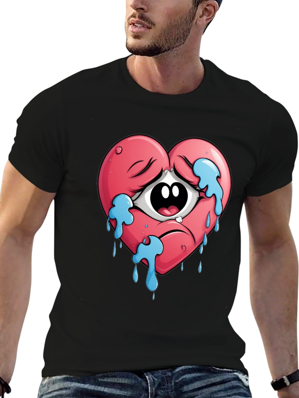 Sad Heart Crying Eye Graphic Tee - Unisex