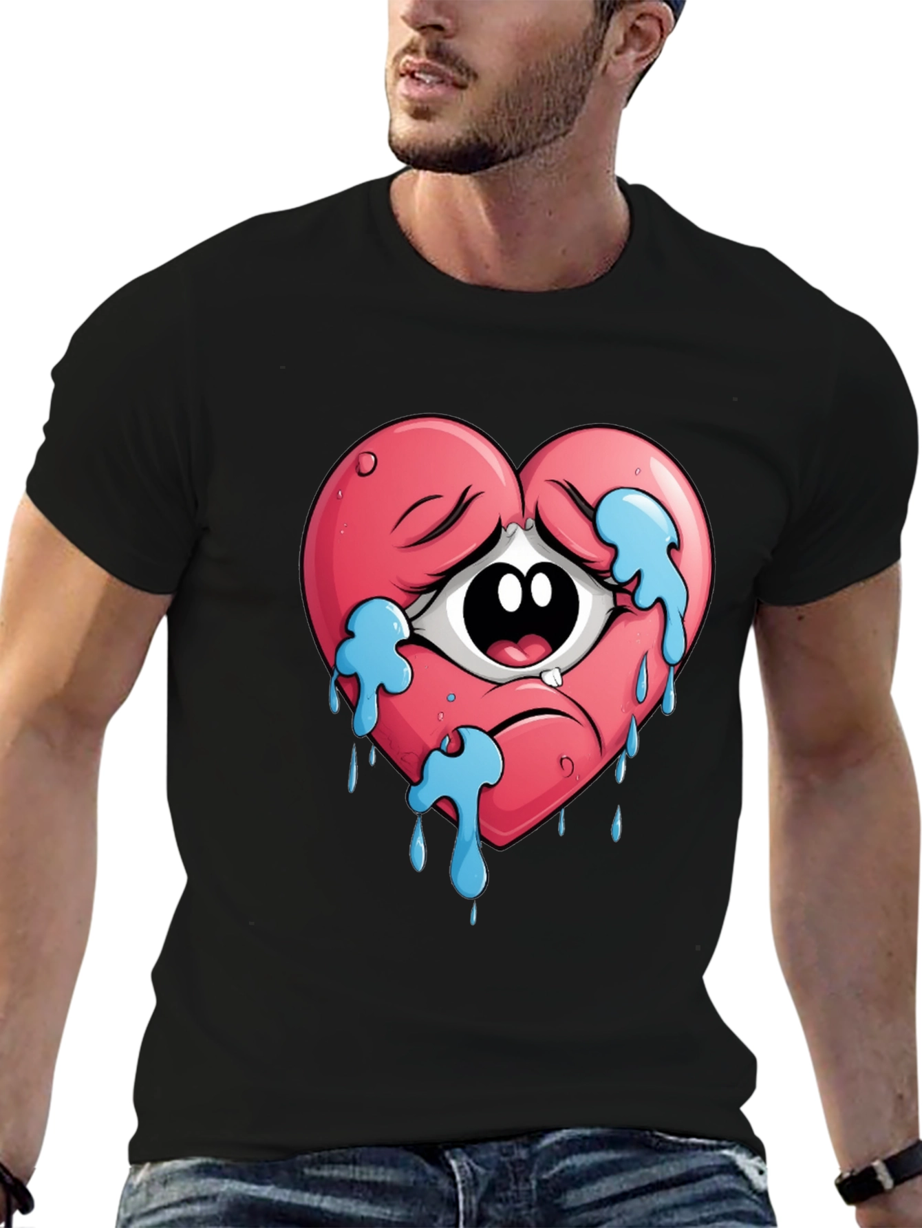 Sad Heart Crying Eye Graphic Tee - Unisex