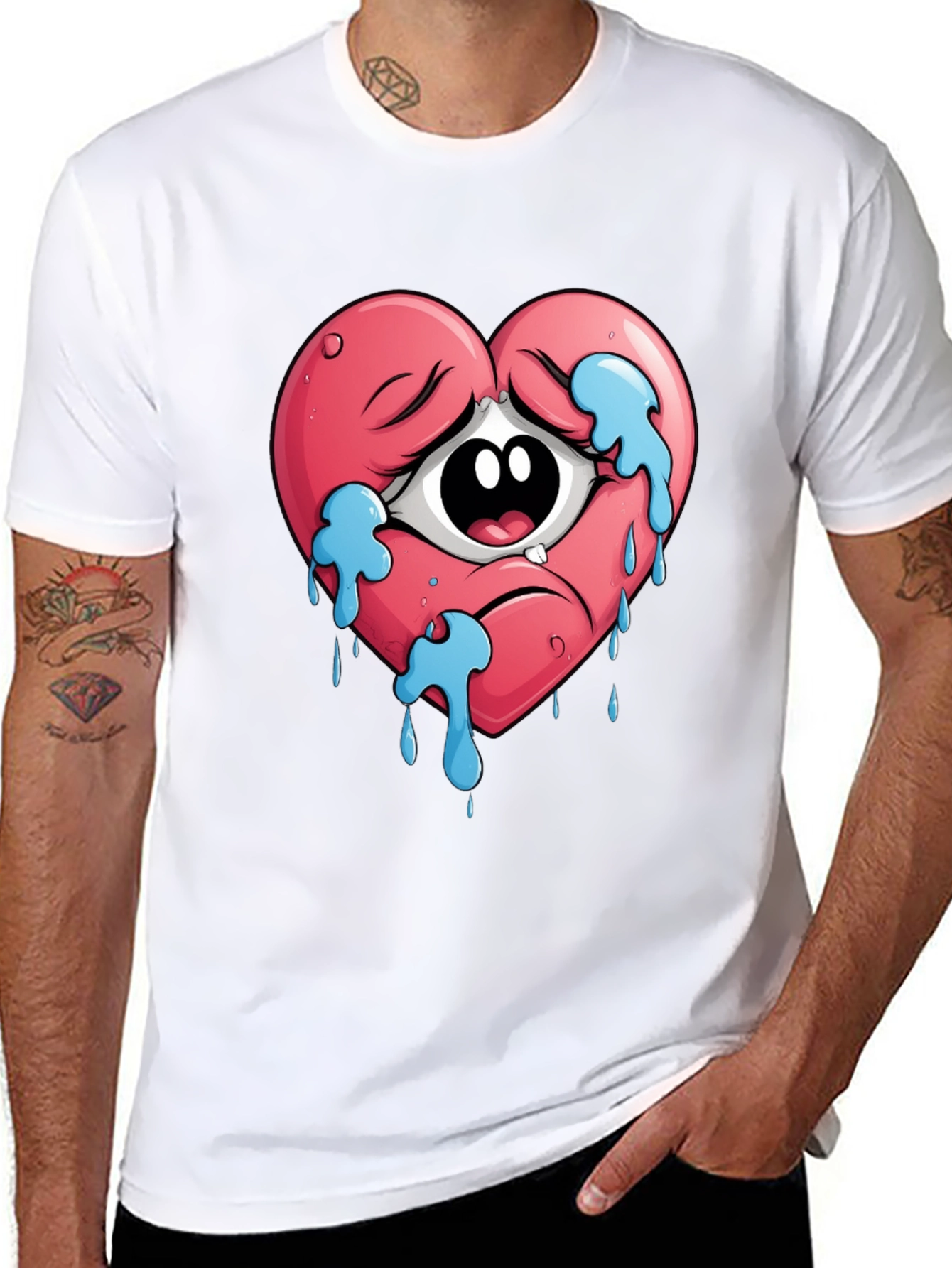 Sad Heart Crying Eye Graphic Tee - Unisex