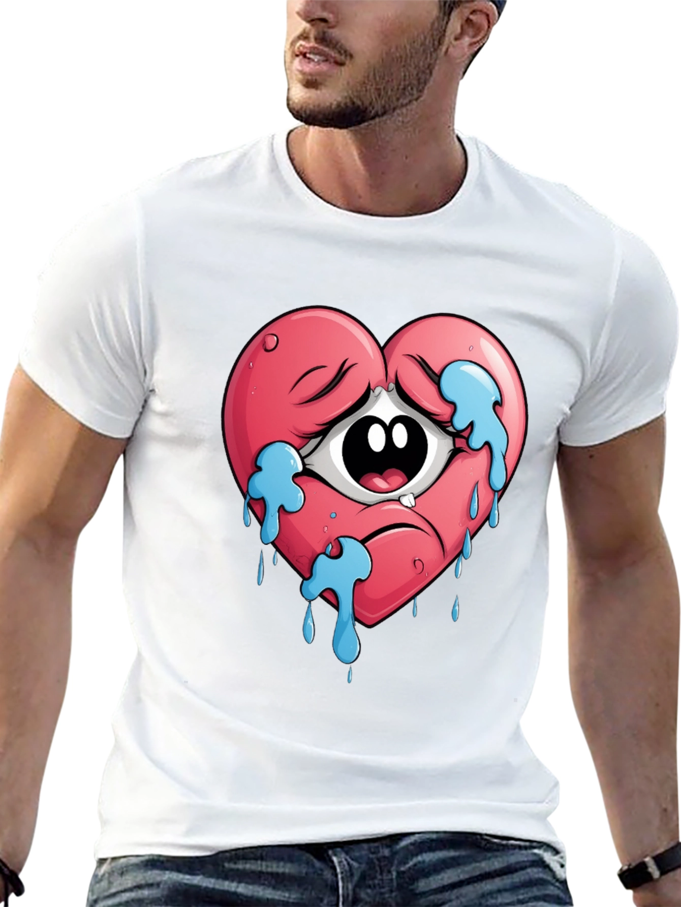 Sad Heart Crying Eye Graphic Tee - Unisex