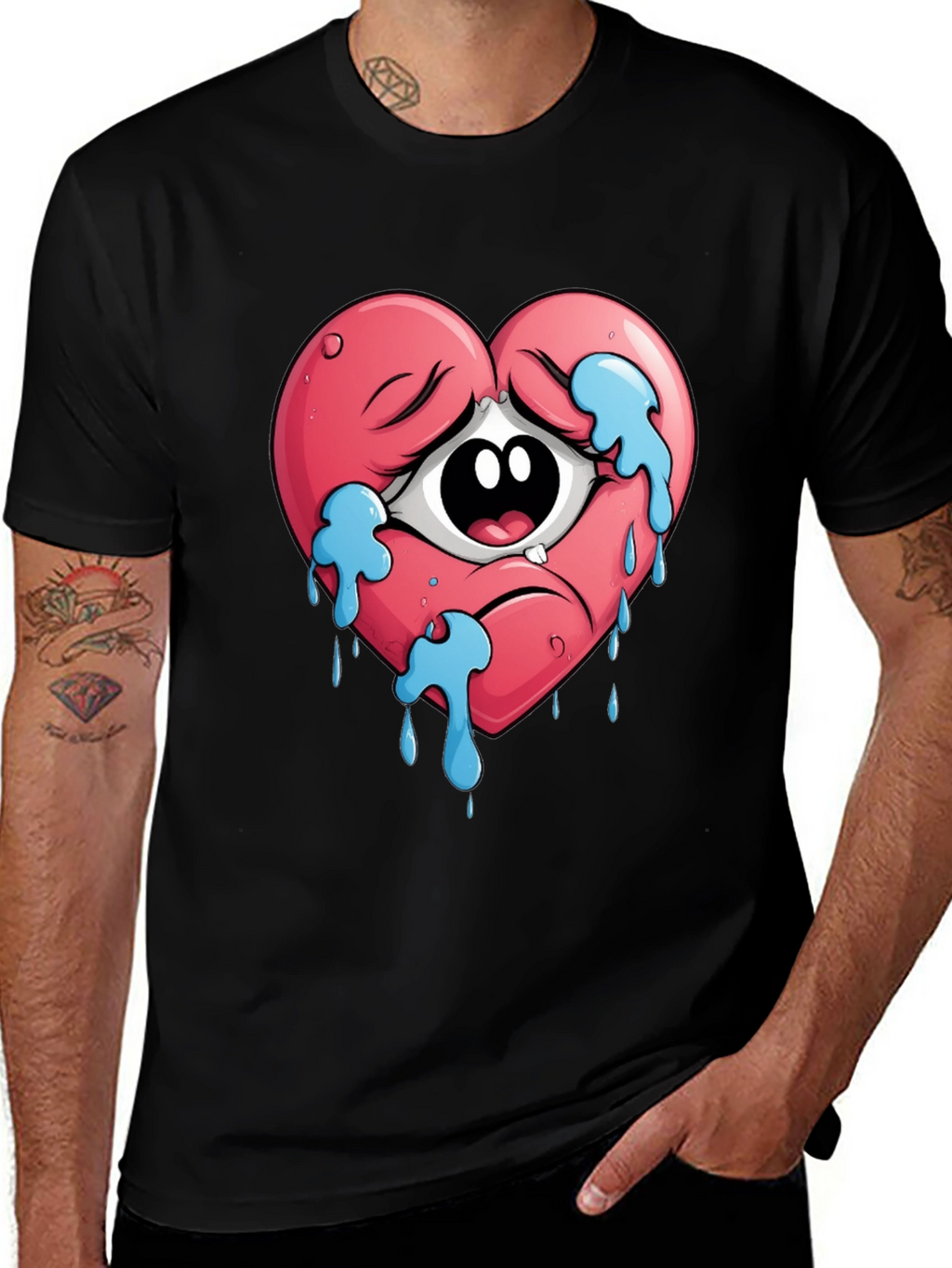Sad Heart Crying Eye Graphic Tee - Unisex