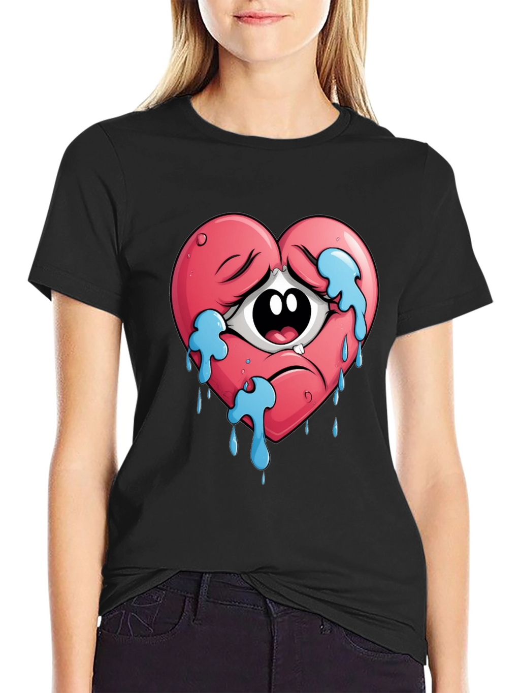 Sad Heart Crying Eye Graphic Tee - Unisex
