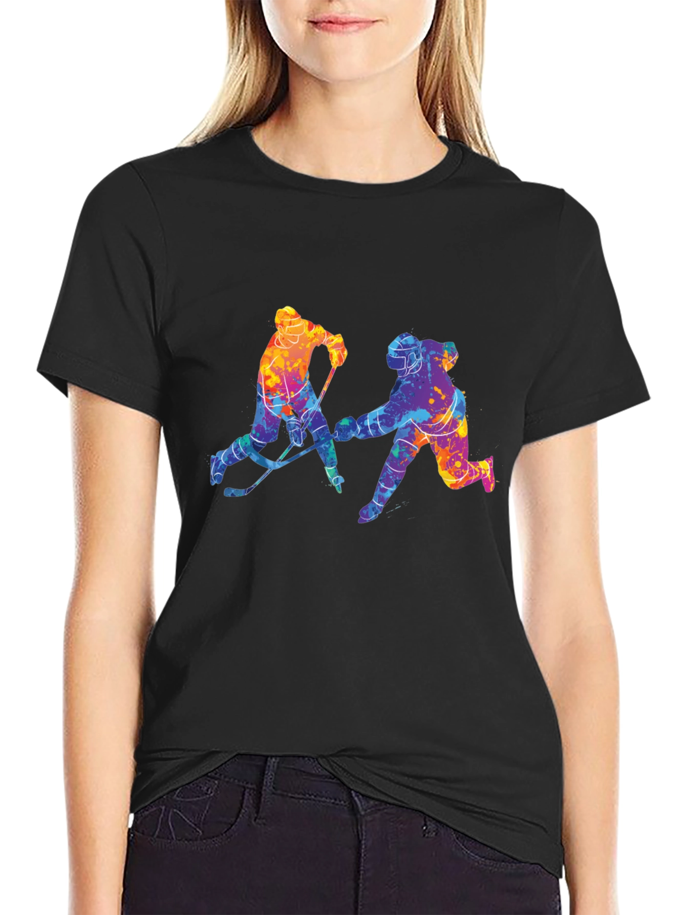 Colorful Hockey Players Graphic T-Shirt