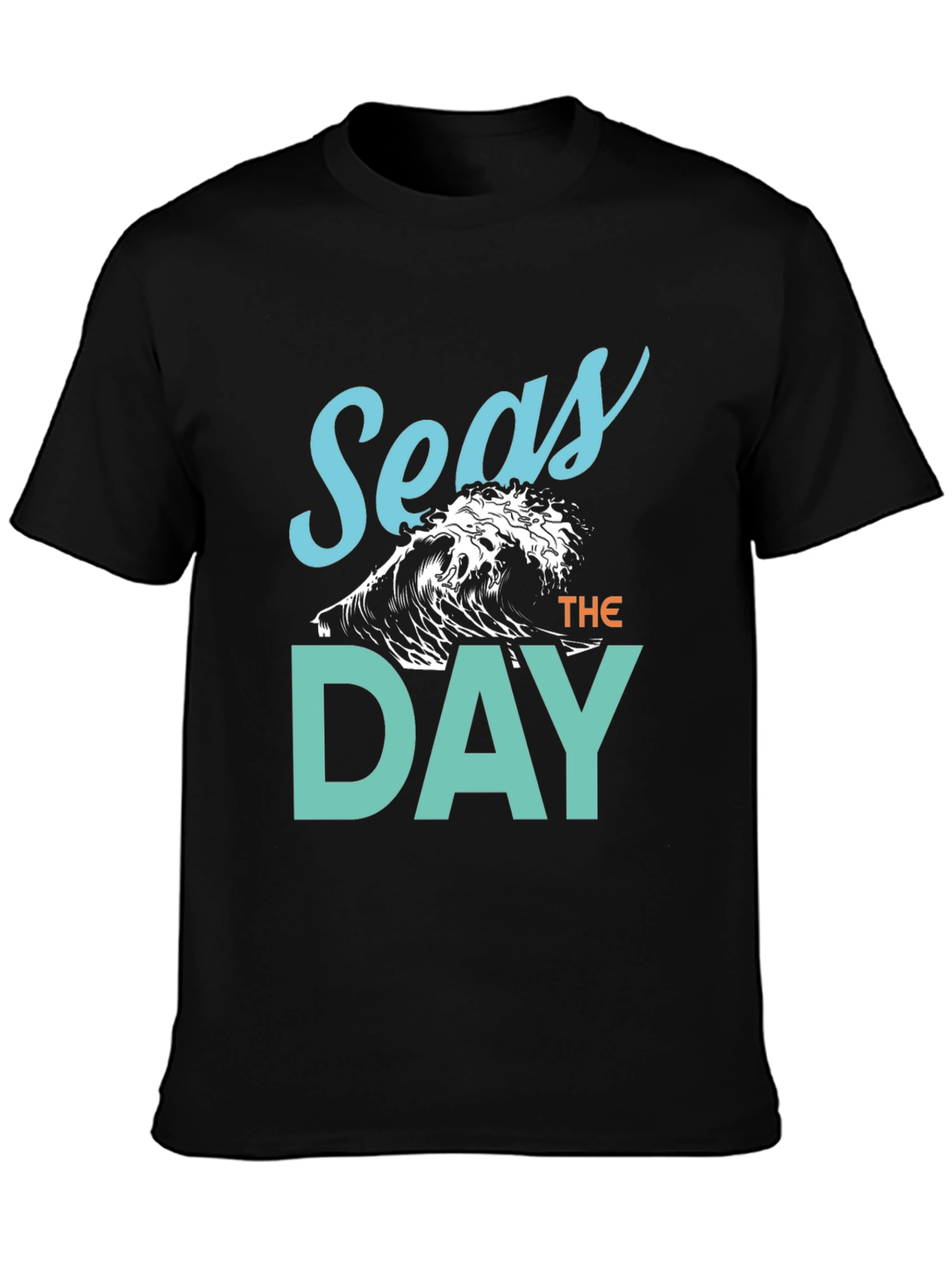 Seas The Day Graphic Tee - Black Cotton T-Shirt