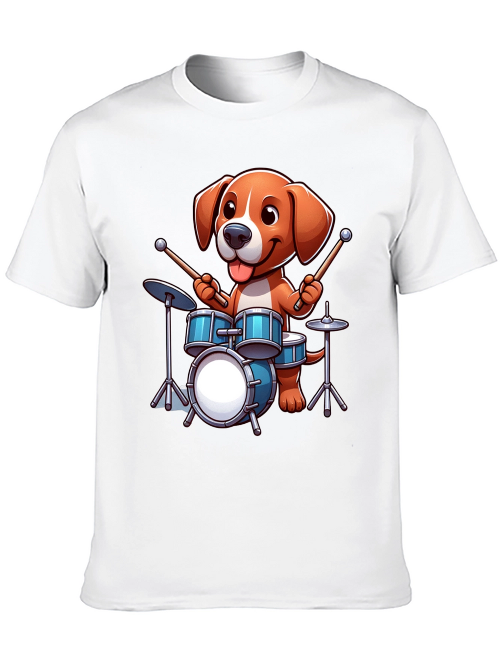 Dog Drummer Graphic Tee - Black Unisex Shirt