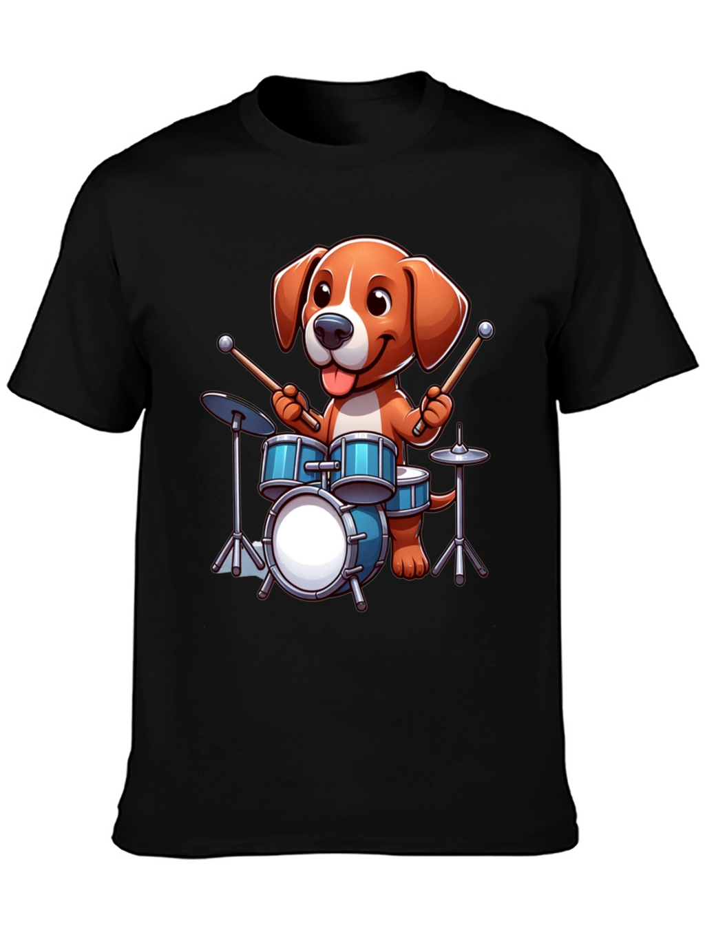 Dog Drummer Graphic Tee - Black Unisex Shirt