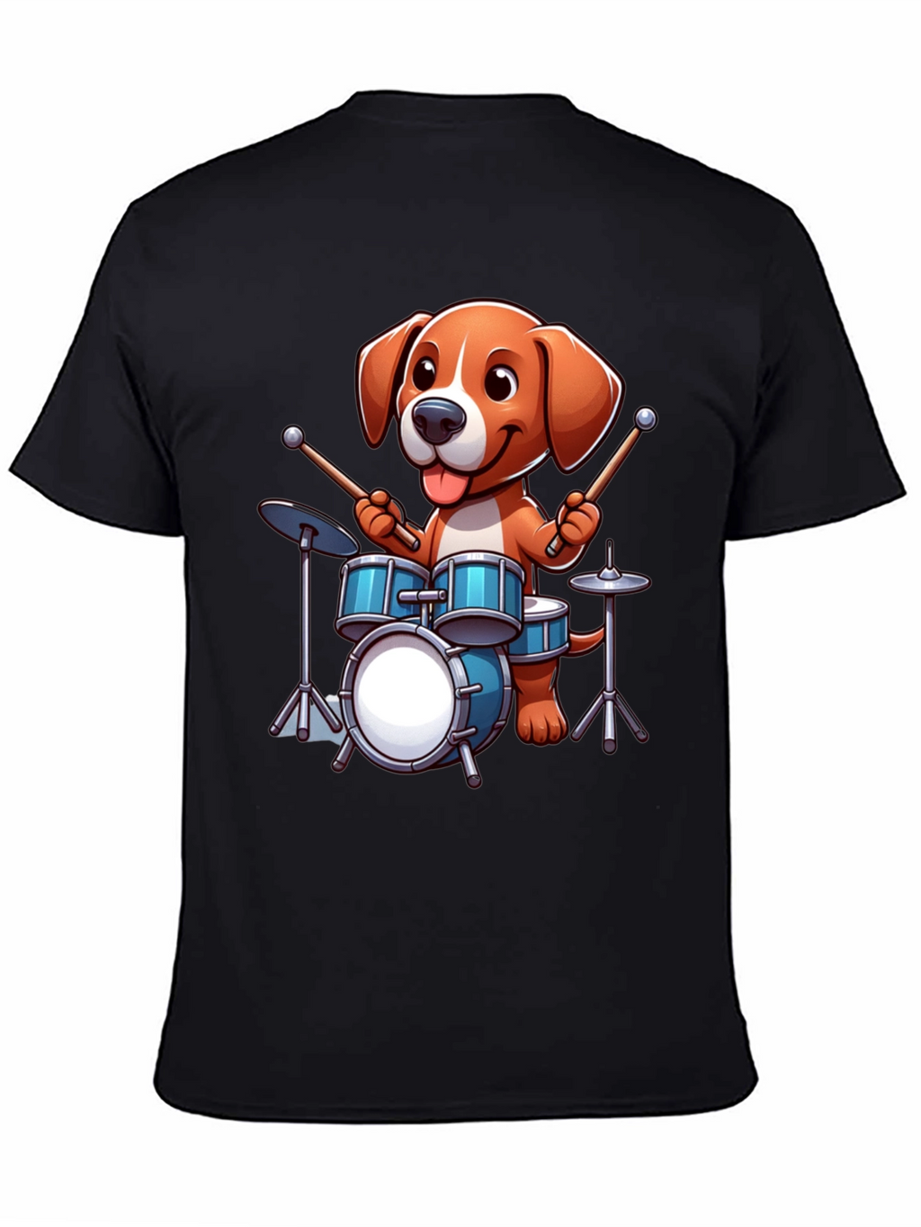 Dog Drummer Graphic Tee - Black Unisex Shirt