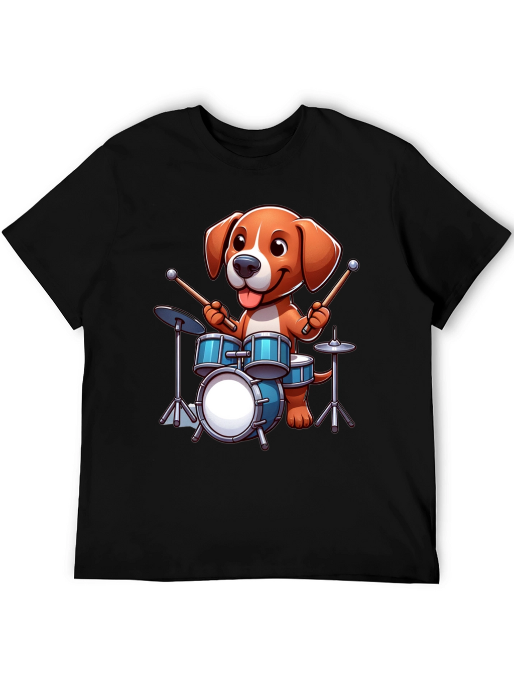 Dog Drummer Graphic Tee - Black Unisex Shirt