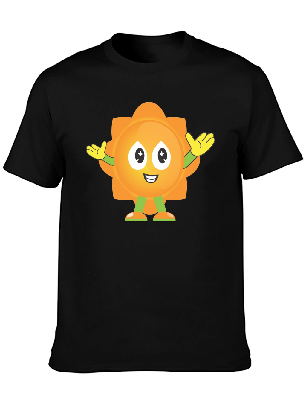 Fun Sun Cartoon Graphic Black T-Shirt