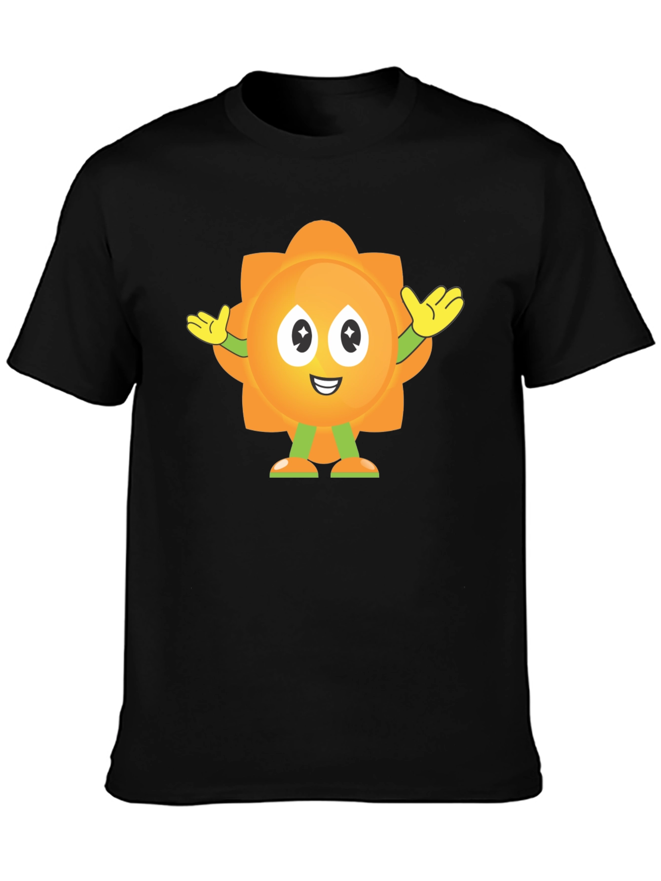 Fun Sun Cartoon Graphic Black T-Shirt