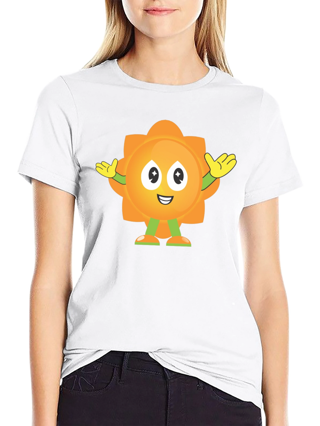 Fun Sun Cartoon Graphic Black T-Shirt